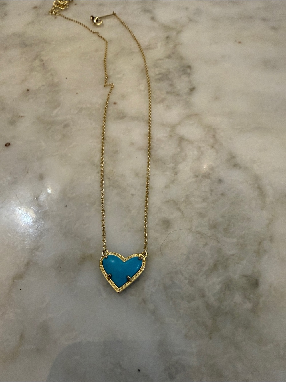 Kendra Scott Turquoise Heart Pendant Necklace w/ 17” Long Gold Chain